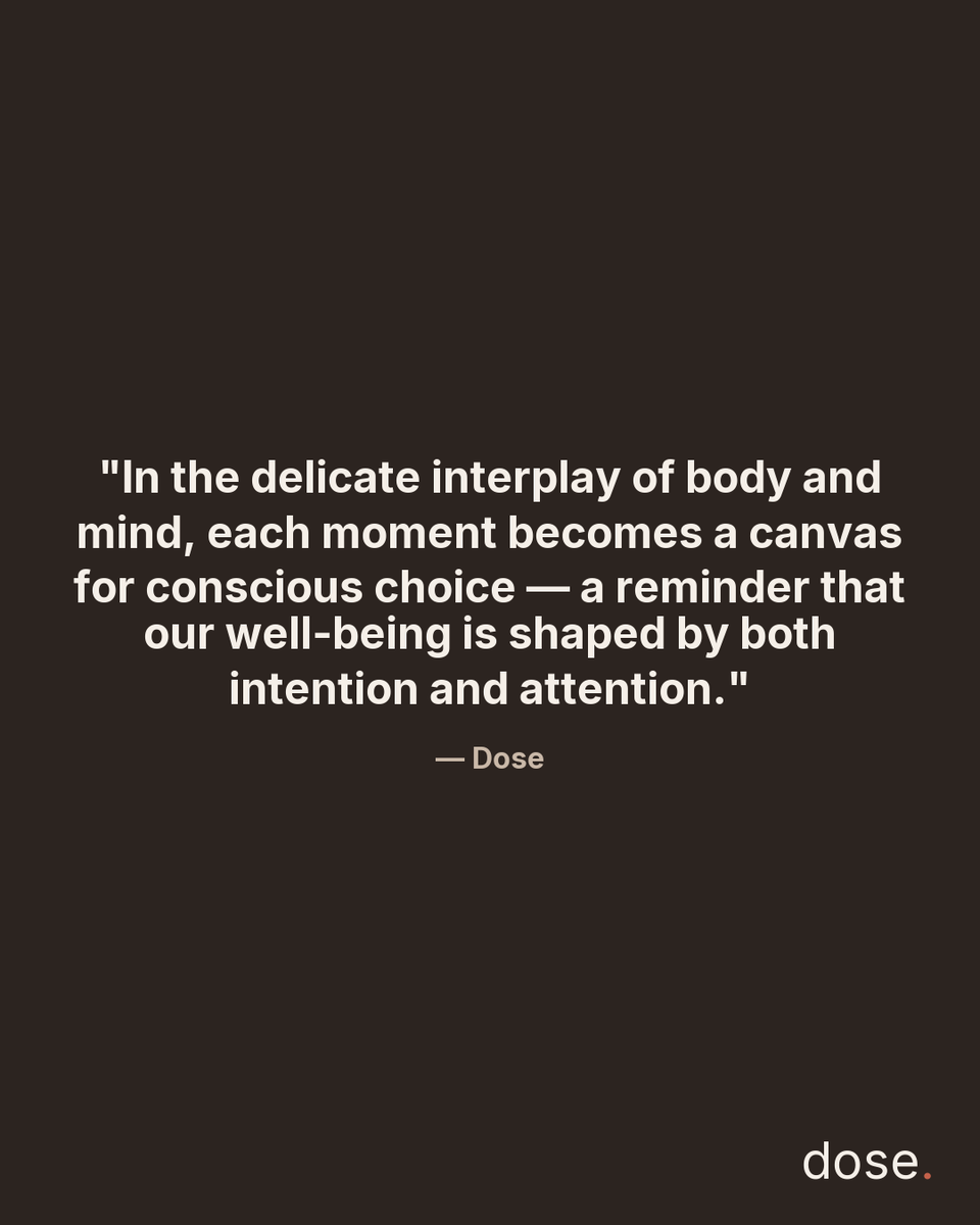 dose's tweet photo. In our fast-paced world, the connection between mind and body often slips into the background. Yet, each moment holds the potential to paint a richer narrative of well-being through our choices and awareness. How do you engage with this interplay in your daily life?
#dose #mindf https://t.co/WyLHaOznaL