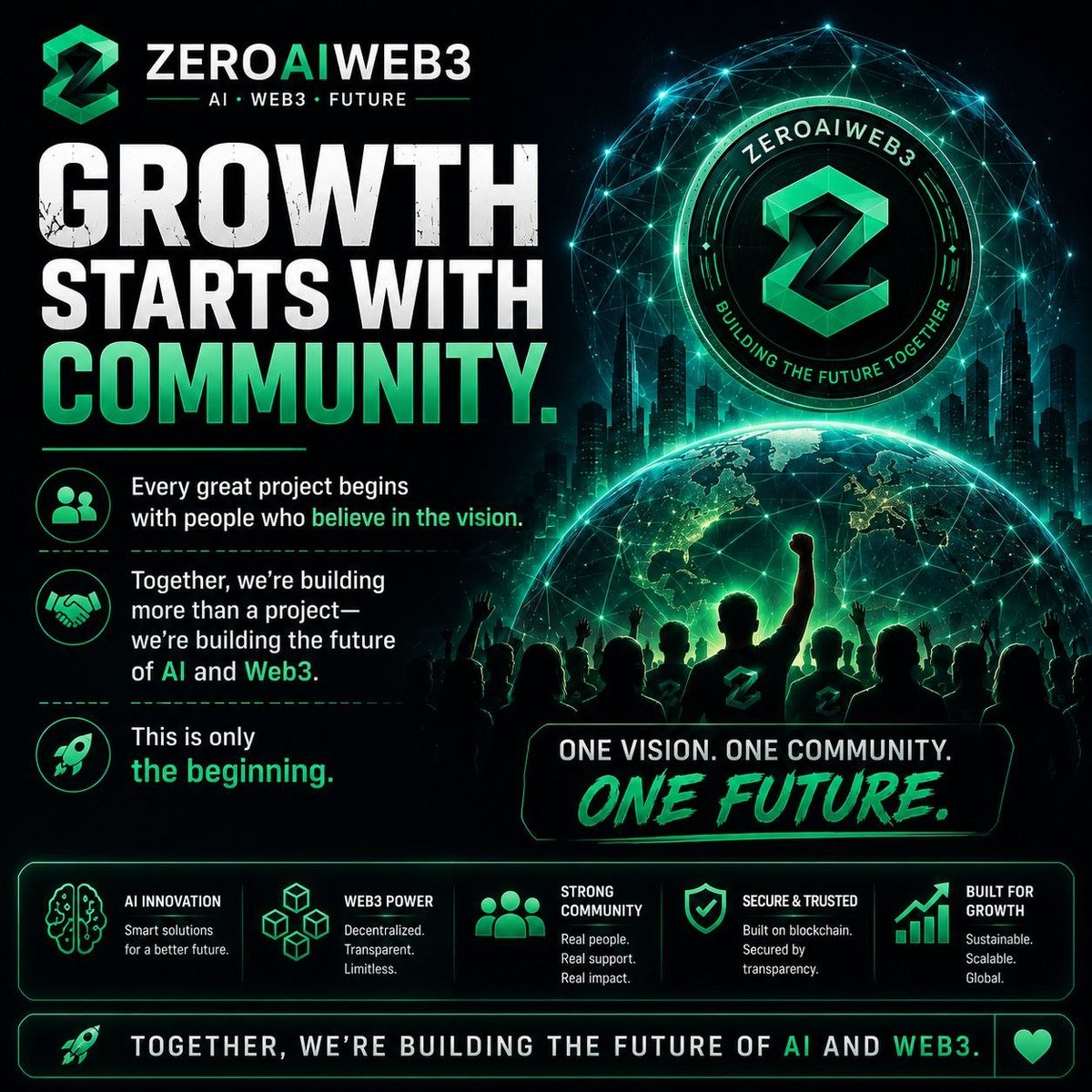 ZEROAIWEB3's tweet photo. GROWTH STARTS WITH COMMUNITY. 🌍

Every great project begins with people who believe in the vision.
Together, we're building more than a project—we're building the future of AI and Web3.
This is only the beginning.
#ZEROAIWEB3 #Web3 #AI #Crypto #Blockchain #Community #Phantom https://t.co/Xf7BBuefeO