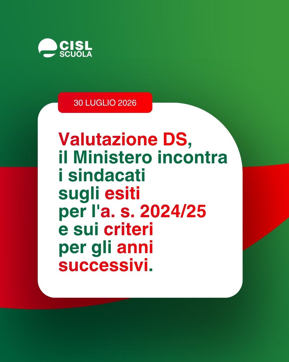 cislscuola's tweet photo. 📊Si è svolto mercoledì 29 luglio un incontro presso il #MIM sulla #valutazione dei #DirigentiScolastici.

📅L’Amministrazione ha fornito anzitutto alcune indicazioni sugli #esiti della tornata relativa all’a. s. 2024/2025, e altre sui criteri per gli anni successivi.

Clicca il link per la news e i dettagli 👉https://t.co/iP79BVg7lD

@MIsocialTW #ds #cislscuola #scuola #valutazione
