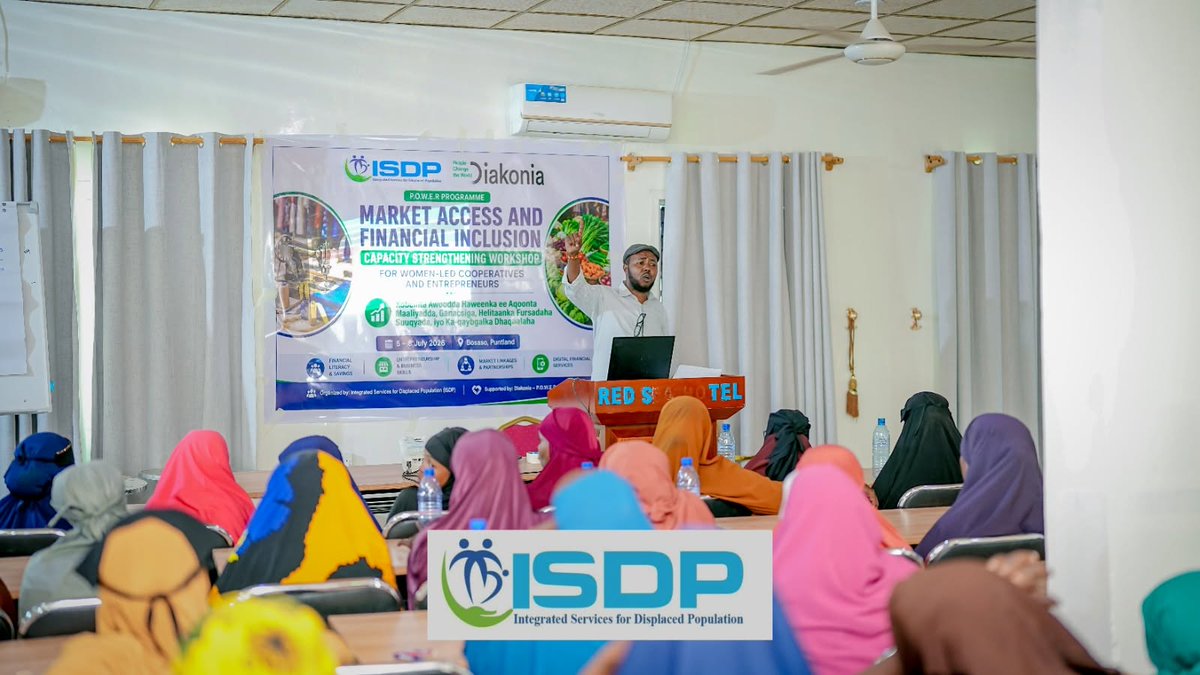 ISDPSomalia's tweet photo. Strengthening Women's Economic Empowerment in Puntland

From 5–8 July 2026, ISDP conducted a four-day Market Access &amp; Financial Inclusion Workshop in Bosaso, bringing together 100 women entrepreneurs, women-led cooperatives, and community members. https://t.co/fvzTMinFuD