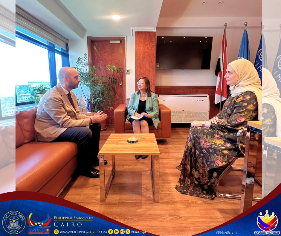 PHinEgypt's tweet photo. 30 July 2026 - Ambassador Aviquivil Meets with IOM Egypt Chief of Mission

Full story: https://t.co/BmNyw2Zke9

#PHinEgypt https://t.co/m9aNILSgc9