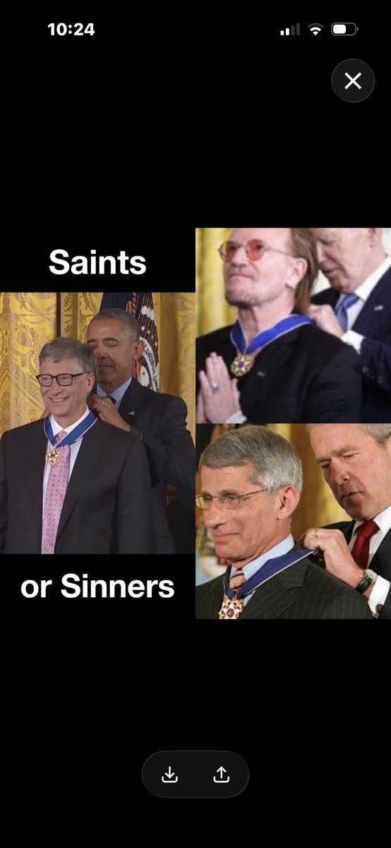 duzBme's tweet photo. Something about the Presidential Medal of Freedom just doesn’t sit right…
Apparently “Saints or Sinners” depends on who’s holding the ribbon that day.
#MedalOfFreedom #BonoBiden #ObamaGates #BushFauci #SaintsOrSinners https://t.co/2ZtKfNbMIL