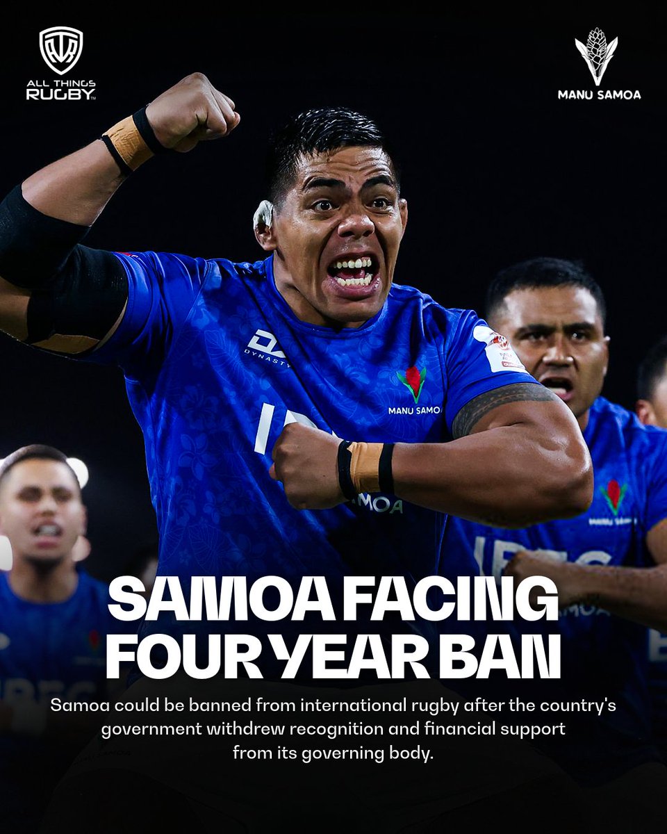 AllThingsRugbyX's tweet photo. Samoa could be facing a lengthy absence from the international stage after the country's government withdrew recognition and financial support from its governing body.

World Rugby has warned that continued government interference could result in Samoa being suspended from international rugby for up to four years unless the governance issues are resolved.

A ban would have major consequences for Manu Samoa, potentially ruling them out of international competitions and disrupting the development of rugby in the Pacific nation.

What impact would a four-year ban have on Samoan rugby?

#ManuSamoa #SamoaRugby #RugbyNews