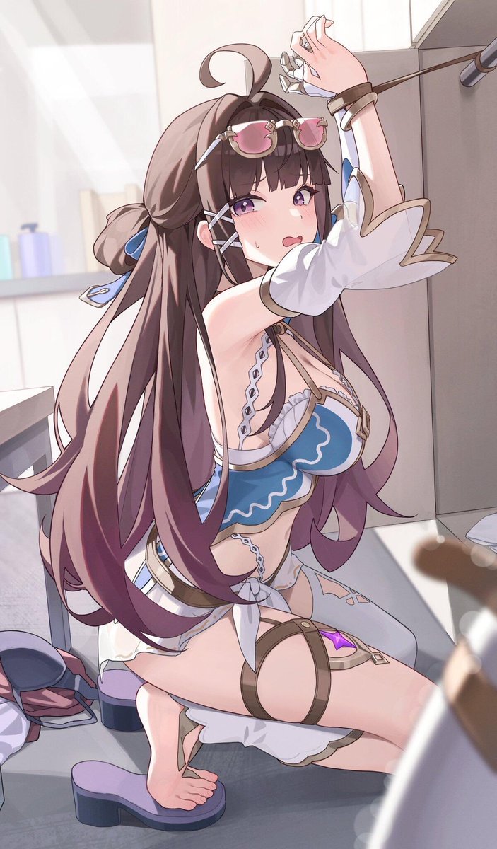 xeniabog's tweet photo. Wait, wait, wait… she got tied up?! 😳 What is happening here?(source:RED-smong7767） #StellaSora #game https://t.co/kaKMjTMCVT