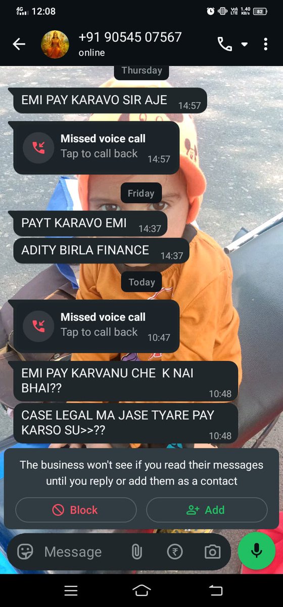 KumarDives50543's tweet photo. @abcapital Your recovery agents are repeatedly calling and sending WhatsApp messages from their personal mobile numbers.

Such unprofessional communication is causing harassment despite my requests.
Kindly investigate and ensure all recovery practices comply with RBI guidelines. https://t.co/gAjFgWvnmI