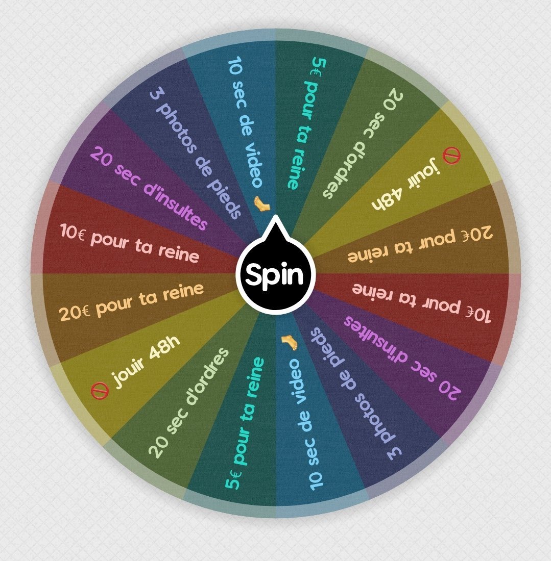 deessearchana's tweet photo. Des soumis pour jouer à la roue?

5 euros le tour 
12 euros les 3 tours 

#Femdom #Dominatrice #MaleChastity #Keyholder #Soumis #BDSM #DominationFéminine #FLR https://t.co/QQrqpyulw0
