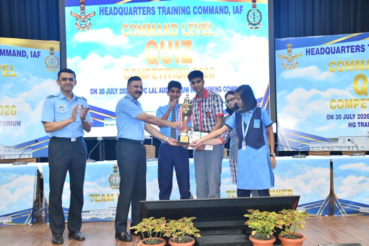tracomiaf's tweet photo. Command Level #Quiz Competition held at #HQTC on 30 July 2026,  keenly contested by air warriors and the wards of serving air warriors and NCs(E).  Quiz was conducted by renowned Quiz Master, Mr Gautam Bose. 

#Winners 'Wards of serving air warriors and NCs (E) category' 

🏆 Air Force Station Jalahalli

#Winners 'Air warrior category' 

🏆 Air Force Station Tambaram

 Air Vice Marshal G Ananth, Senior Officer-in-Charge Administration, HQ TC graced the occassion as Chief Guest and felicitated the winners.

@IAF_MCC
@CareerinIAF