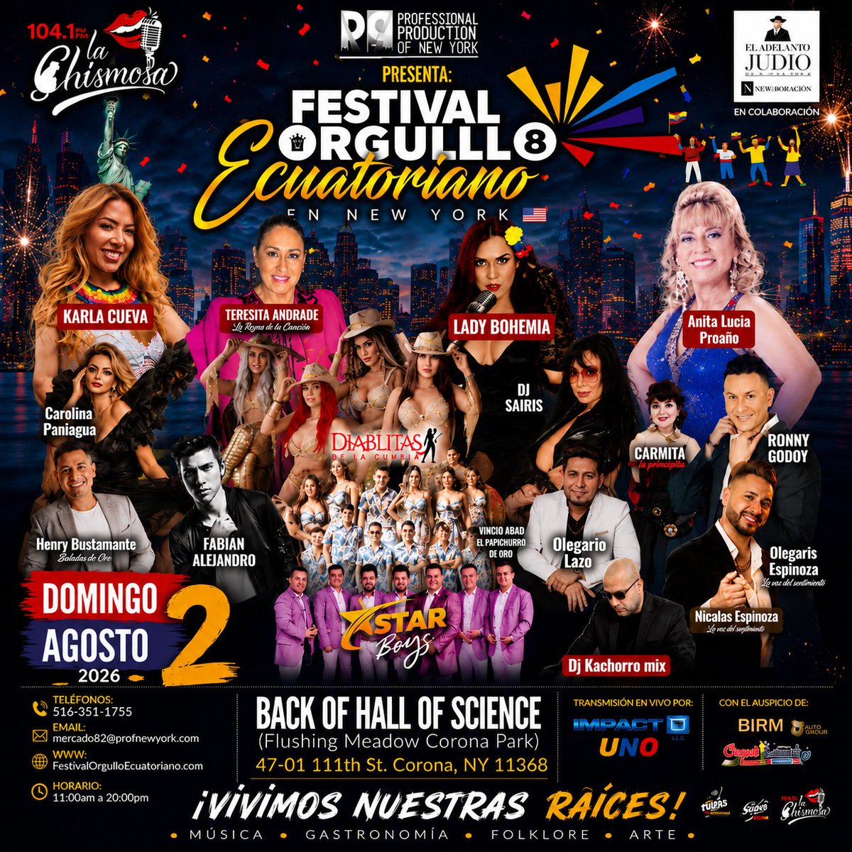 eldiariony's tweet photo. ¡La cultura ecuatoriana se celebra en grande! 🎉🇪🇨
Este domingo 2 de agosto, acompáñanos en el Festival Orgullo Ecuatoriano en New York y disfruta de un día lleno de música en vivo, gastronomía, folklore, arte y mucho más.
🎤 Con las presentaciones de:

✨ Karla Cueva

✨ Lady Bohemia

✨ Anita Lucía Proaño

✨ Teresita Andrade

✨ Star Boys

✨ Diablitas de la Cumbia

✨ Y muchos artistas más.
📅 Domingo, 2 de agosto de 2026

🕚 11:00 a.m. – 8:00 p.m.

📍 Back of Hall of Science

47-01 111th Street, Corona, NY 11368
¡Ven con tu familia y amigos a celebrar nuestras raíces! ❤️💙💛
#FestivalOrgulloEcuatoriano #OrgulloEcuatoriano #EcuadorEnNY #CoronaNY #QueensNY #ComunidadEcuatoriana #CulturaLatina #VivimosNuestrasRaíces #ElDiarioNY
