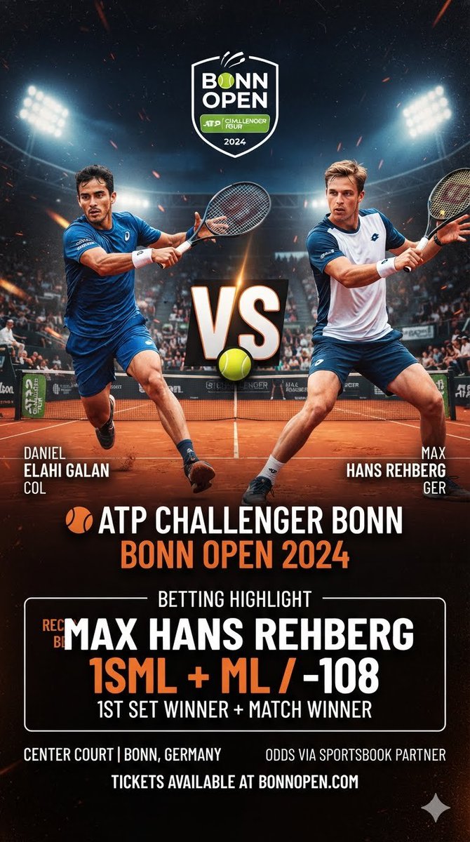 DCowboys703's tweet photo. 🎾Challenger Bonn
Daniel Elahi Galan
🆚
Max Hans Rehberg
💵Max Hans Rehberg 1SML+ML-108
#ATPChallenger
#ATPPicks #gamblingX #GamblingTwitter
#DCPicks https://t.co/htaHJud7jM