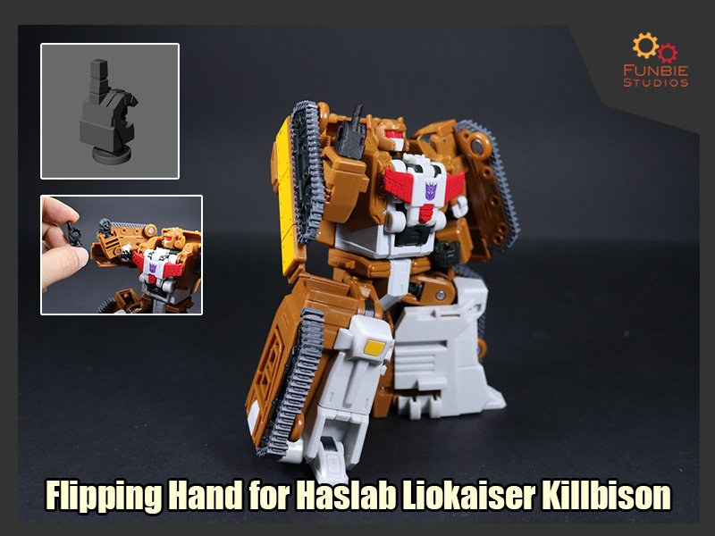 FunbieStudios's tweet photo. Having just gotten the Haslab Liokaiser set in, we just had to do this as the first upgrade for this vaunted team -- Killbison's flipping hand! :P

#3dprint files now up at https://t.co/yEdpNEcRQX! https://t.co/yVjTrGckQt