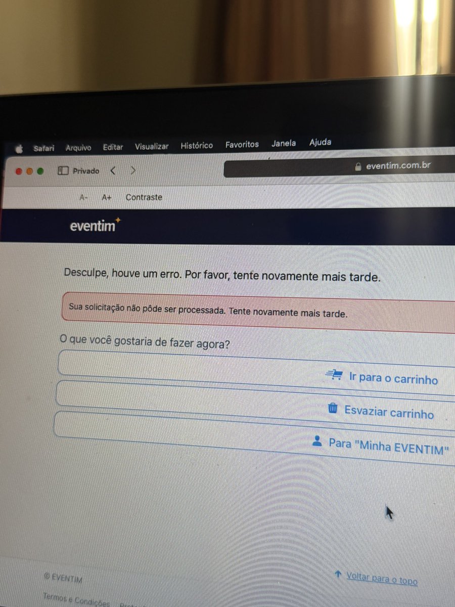 who_b3ll's tweet photo. foram MAIS DE DEZ tentativas que SEMPRE dão nessa tela. 

EVENTIM VOCÊ É UM LIXO! https://t.co/UCzkl5hrBN