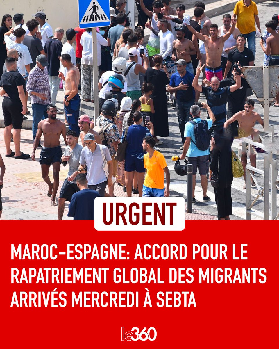 Le360fr's tweet photo. 🇲🇦🇪🇸 FLASH — Suite à une réunion tenue entre les gouvernements marocain et espagnol, les personnes ayant fait la traversée clandestine par voie maritime entre Fnideq et l’enclave occupée de Sebta, hier mercredi 29 juillet, seront rapatriées. Aucune d’elle ne sera régularisée, apprend Le360 de source sûre.

→ https://t.co/N87Y4VsPuR