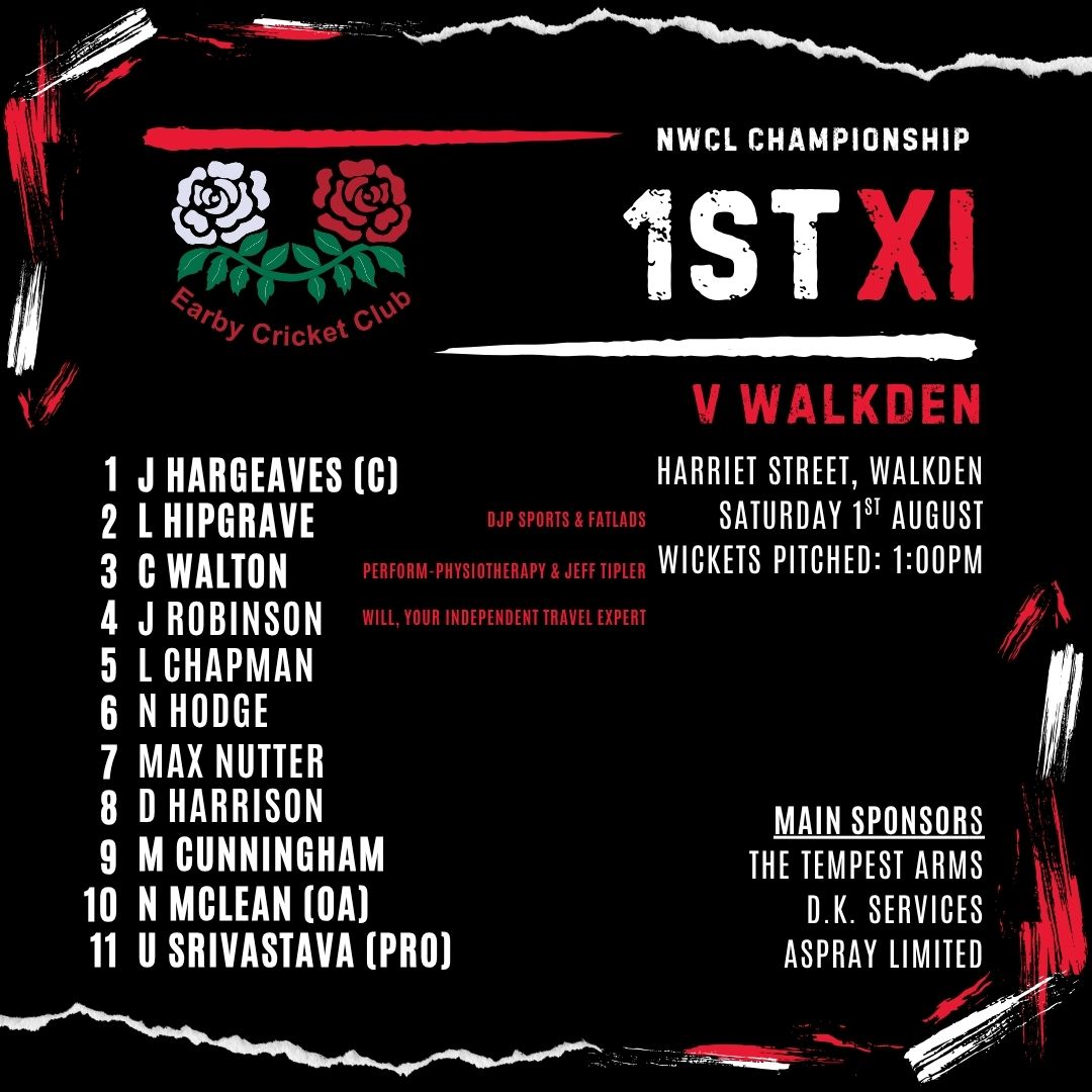 EarbyCC's tweet photo. Teams for this weekend 🏏

Many thanks to our match ball sponsors Jim Falshaw and Mandy Crane, and our main sponsors The Tempest Arms (Elslack), DK Services and Aspray Lancashire 🙌

#localsupport #earbycricketclub #earbycc #COTE https://t.co/fRaDR3vkeL