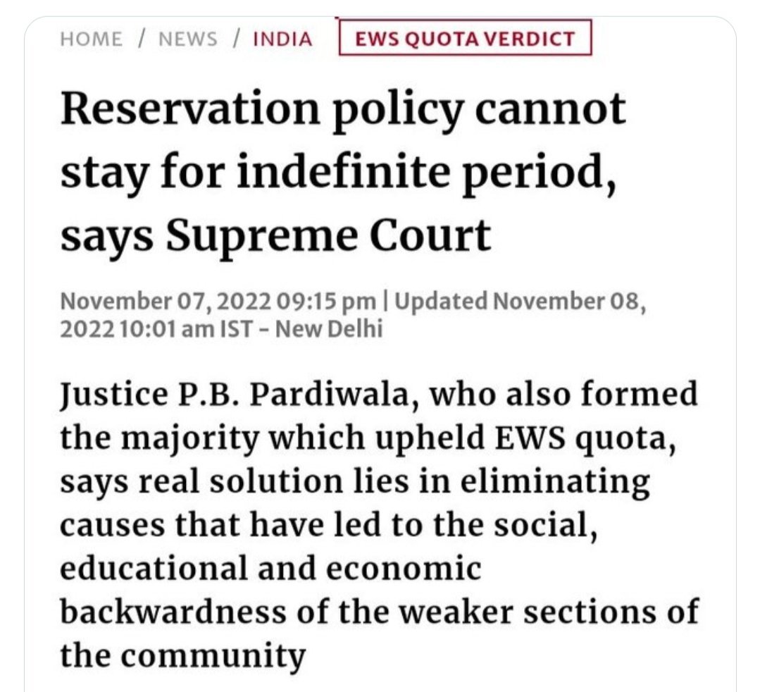 HebbarSubraya1's tweet photo. @DikshaKandpal8 Even SC had observed that #ReservationPolicy cannot stay for indefinite period! 

#EndReservations https://t.co/ftmaWnOCza