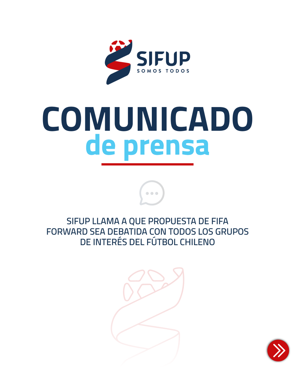 sifup's tweet photo. El Sindicato de Futbolistas Profesionales estima que la propuesta presentada por la FIFA con relación al denominado “FIFA Forward" constituye una de las decisiones económicas y estratégicas más relevantes que deberá adoptar la Federación de Fútbol de Chile.

Se trata de una iniciativa que podría modificar de manera significativa el modelo de financiamiento para el desarrollo del fútbol chileno, por lo que su análisis no puede quedar circunscrito exclusivamente al directorio de la ANFP. La trascendencia de esta definición exige un proceso de discusión amplio, transparente y representativo.

En Chile, además, existe un elemento institucional que hace aún más necesaria esta apertura. La nueva Ley de Sociedades Anónimas Deportivas transformará la estructura de la Federación de Fútbol de Chile, incorporando formalmente a los grupos de interés en su sistema de gobernanza. 

Esta nueva institucionalidad responde a los principios promovidos de transparencia, participación y buenas prácticas que requiere con urgencia el fútbol chileno.

Por ello, creemos que la ANFP debe actuar desde ahora con ese mismo espíritu. Una decisión de esta magnitud debe ser discutida junto a quienes integrarán la futura Federación: los futbolistas, los árbitros, los entrenadores, el fútbol femenino y el fútbol amateur (ANFA).

No se trata únicamente de una buena práctica de gobernanza, sino de una señal concreta de legitimidad, transparencia y respeto por el proceso de modernización que atraviesa el fútbol chileno.

Hacemos un llamado a la ANFP para que abra formalmente este proceso de discusión e invite a participar a todos los grupos de interés que conformarán la nueva Federación de Fútbol de Chile.

Las grandes decisiones del fútbol chileno deben construirse con diálogo, transparencia y la participación de todos quienes forman parte de nuestra actividad.