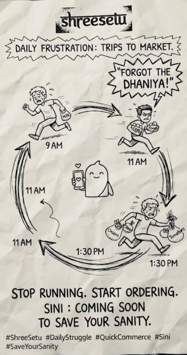 shreesetu_'s tweet photo. 😩 Forgot the dhaniya after returning from the market? One small miss shouldn't mean another tiring trip. 🛒 With ShreeSetu, order forgotten essentials in minutes and save your time, effort, and fuel. 
💙🧡
#shreesetu
#quickcommerce
#startup https://t.co/iXMjYfwVlK