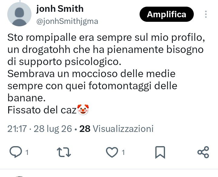jonhSmithjgma's tweet photo. C'è un poveraccio consumato ormai dalle sonzanze sintetiche,che passa le giornate sul mio profilo, brutta la paranoia ragazzi #ditenoalladroga se no finite come Alessio.
Questo quando finisce il metadone del serd viene qui e sfoggia tutta la sua patetica frustrazione
Imbarazzante https://t.co/Xt8rFraVWw