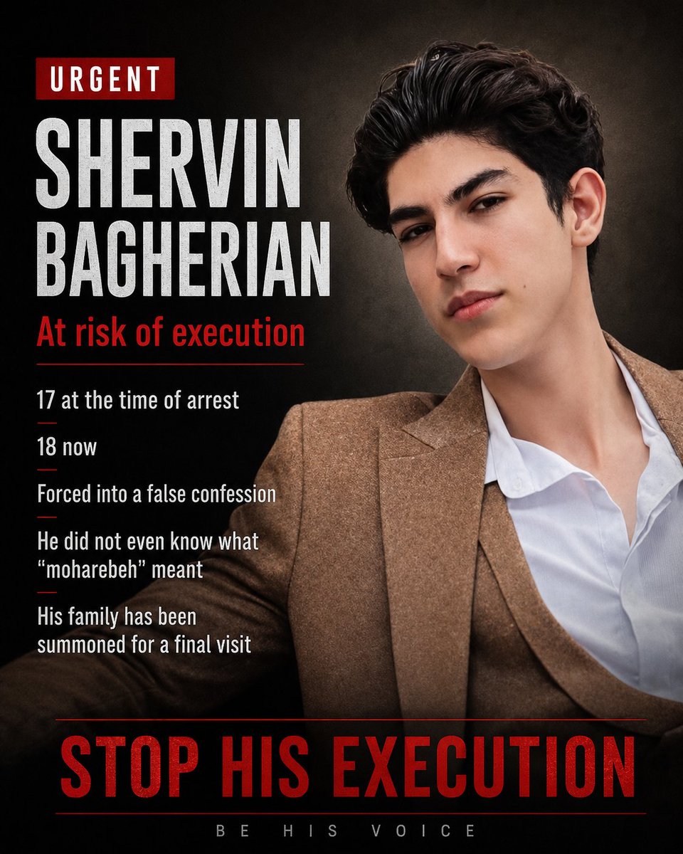 FreeInnocents's tweet photo. 🆘🆘#ShervinBagherian, only 18, is in death row.  His family has been called for a final visit before execution. 

12 young men were sentenced to death together in a single closed-door trial.  
Four have already been executed.
@hrw
@amnesty

#Alikhani_square https://t.co/xls2f6cVhI