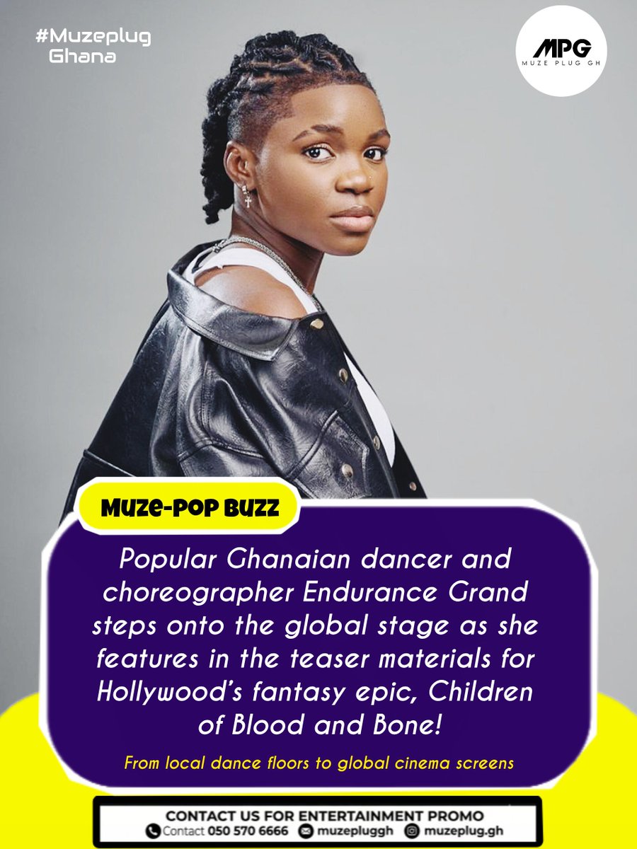 muzeplug_gh's tweet photo. ENDURANCE GRAND MAKES HOLLYWOOD DEBUT IN 'CHILDREN OF BLOOD AND BONE'! 
@EnduranceGrand
#MuzePlugGH #EnduranceGrand #ChildrenOfBloodAndBone #GhanaToTheWorld #Hollywood https://t.co/w6Mh8WWdeL