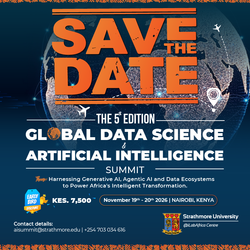 iLabAfrica's tweet photo. SAVE THE DATE! 

The 5th Global Data Science &amp; Artificial Intelligence Summit is back!

Join 150+ professionals, CIOs, Chief Data Officers, and AI practitioners shaping Africa’s AI future.

Learn more: https://t.co/zU2BhH9gWC

#GDSAI2026 #AI #DataScience https://t.co/8NYO1GedDo