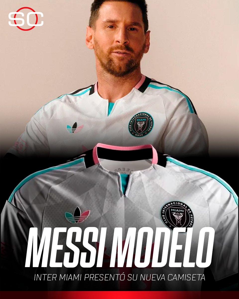 SC_ESPN's tweet photo. 🔥 Con LIONEL MESSI como principal modelo, Inter Miami presentó su nueva tercera camiseta. https://t.co/rjtZjvjR4R