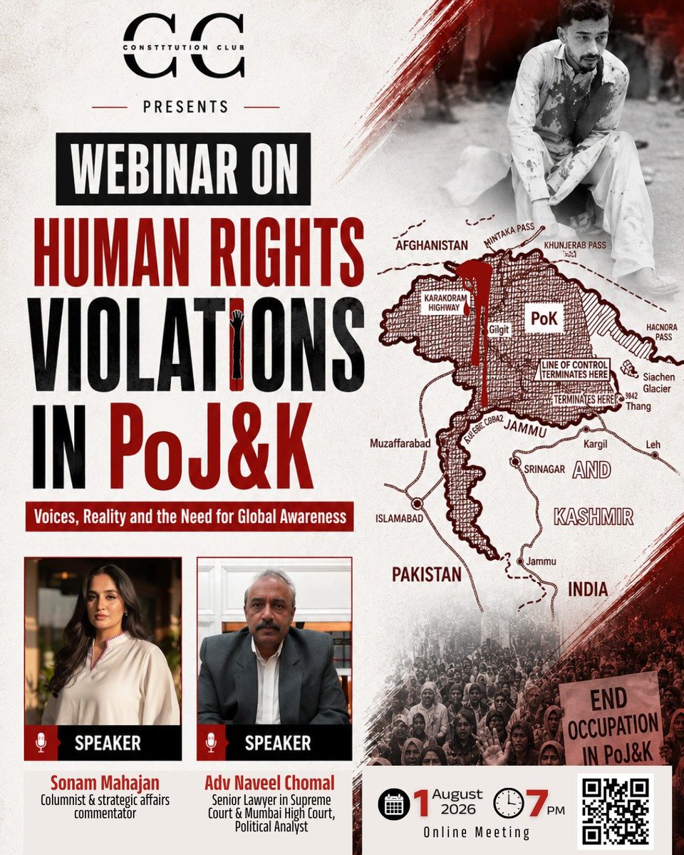 CC_Mumbai's tweet photo. Join us for an insightful webinar on Human Rights Violations in PoJ&amp;K: Voices, Realities and the Need for Global Awareness. Hear expert perspectives from @AsYouNotWish
&amp; Adv Naveel Chomal on 1st August 2026.

Register:- https://t.co/JiDkjCVD3g https://t.co/OlbAYgY7FU