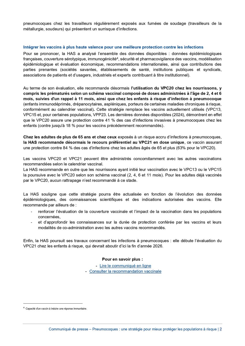 HAS_sante's tweet photo. #Communiqué | Pneumocoques : une stratégie vaccinale actualisée pour mieux protéger les populations à risque
👉 https://t.co/dleipBYBgs https://t.co/UnrQfq0mzX