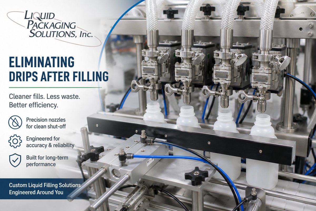 LiquidPack's tweet photo. Dripping on a filling machine can be a frustrating issue for many packagers!  Using the right machine, the right nozzles, and syncing speeds are a few things that can help eliminate annoying drips!
https://t.co/BeWmIojhis https://t.co/cLlXj63kdc