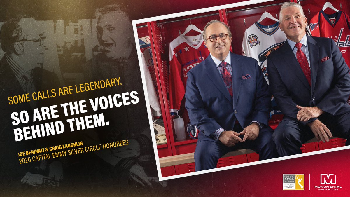 MonSportsNet's tweet photo. A huge congratulations to @JoeBpXp & @Laughlin18 on being named @CapitalEmmys 2026 Silver Circle honorees! 🎖️

For nearly three decades, the @Capitals broadcast duo has been the voice of Capitals hockey, earning recognition among the longest-tenured teams in professional sports. There's no one more deserving than them!