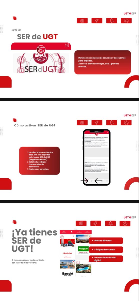 oysugt's tweet photo. 📣 APP UGT: ¿Todavía no te la has descargado? 😱 tómate nota y aprovecha todas las ventajas.

#FeSMC #UGT #oficinasyseguros #app https://t.co/QfZz24vUYi
