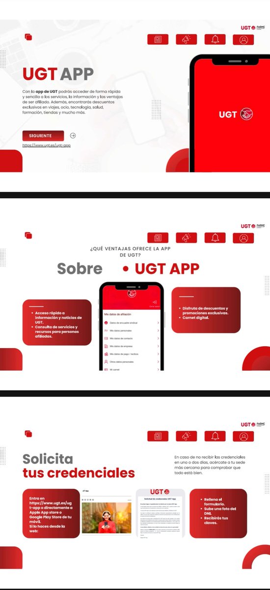 oysugt's tweet photo. 📣 APP UGT: ¿Todavía no te la has descargado? 😱 tómate nota y aprovecha todas las ventajas.

#FeSMC #UGT #oficinasyseguros #app https://t.co/QfZz24vUYi