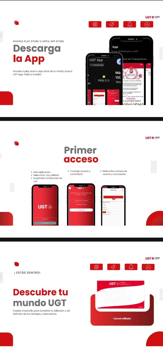oysugt's tweet photo. 📣 APP UGT: ¿Todavía no te la has descargado? 😱 tómate nota y aprovecha todas las ventajas.

#FeSMC #UGT #oficinasyseguros #app https://t.co/QfZz24vUYi
