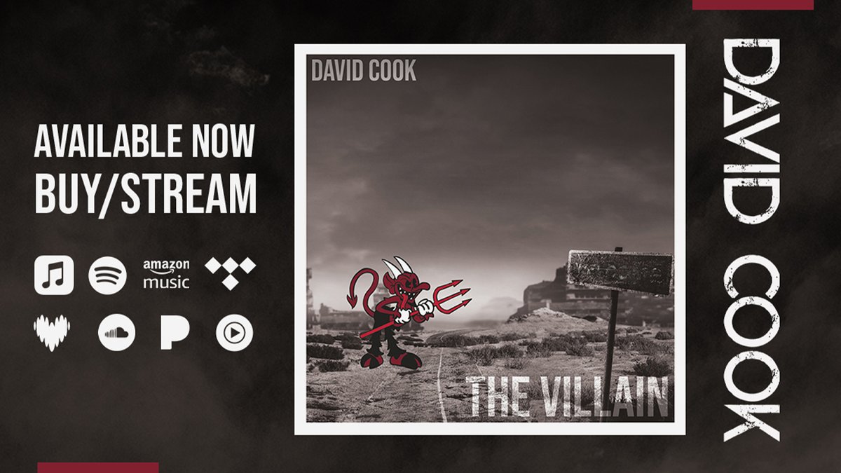FoolsApril64's tweet photo. 🚨 #NEWMUSICALERT The wait is over!! David Cook’s latest, 🖤THE VILLAIN, is out now - the second of three EPs - available everywhere you buy or stream music! 🎧 TURN IT UP → https://t.co/UuGhQNMuxz

🛒BUYit 🎁GIFTit 🔁STREAMit ➕ADDit 🤲SHAREit #indierock #onrepeat #newmusic https://t.co/dtJUN11Ukd