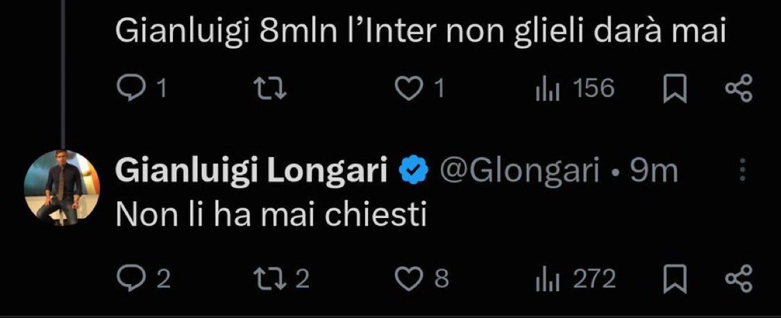 sempreinter__'s tweet photo. @Glongari smentisce la richiesta di 8 Milioni di Romero all'Inter https://t.co/3vu6ikxxyN