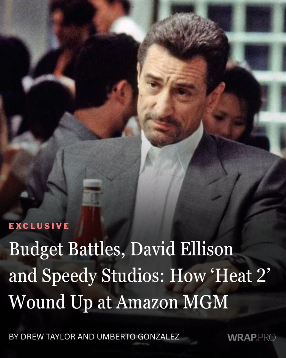 TheWrap's tweet photo. 'Heat 2' is finally moving forward with Leonardo DiCaprio and Christian Bale, but getting to this point was as tricky as a high-stakes heist as the sequel weathered budget battles, executive intrigue and a last-minute surprise move by David Ellison.

@DrewTailored and @elmayimbe have the exclusive inside story of how Michael Mann's $165 million crime epic was dropped by Warner Bros, picked up by Sony and Paramount and then finally rescued by Amazon MGM Studios.

https://t.co/DQTT4mDUI2