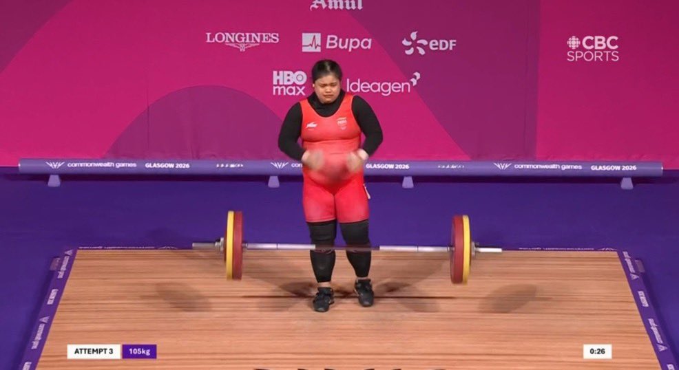 TheKhelIndia's tweet photo. Martina finished 5th in +86kg Snatch!

Hopefully, she’ll have a strong performance in the Clean &amp; Jerk. 🙏

She’s only 18 years old, and it was heartbreaking to see her break down after the lifts. 🥺💔 https://t.co/Gn5N1p2way