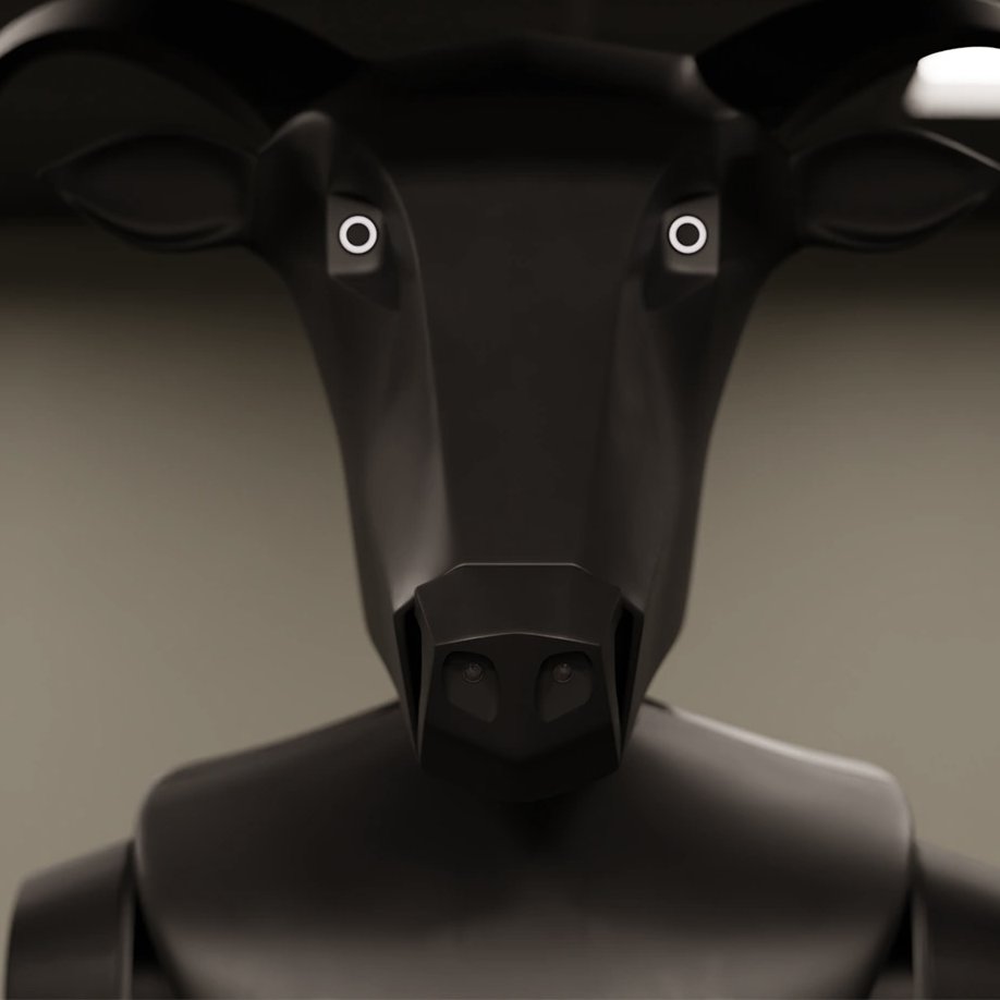 valuetainment's tweet photo. NEW: California startup Satyress unveiled a centaur robot built for wildfires, collapsed structures, and toxic zones.

The 6 foot robot has a horned goat head, glowing eyes, four legs, and quick-swap wrists that can mount a chainsaw, drill, or any tool built for humans. https://t.co/N0ugRwlwd0