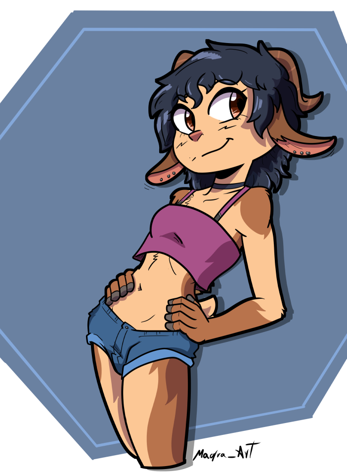 Magra215's tweet photo. Decided to redraw my goat girl, spice her up a bit and give her a new outfit, also made some alts and HD pics on the usual site. https://t.co/uvB6fQnGlZ