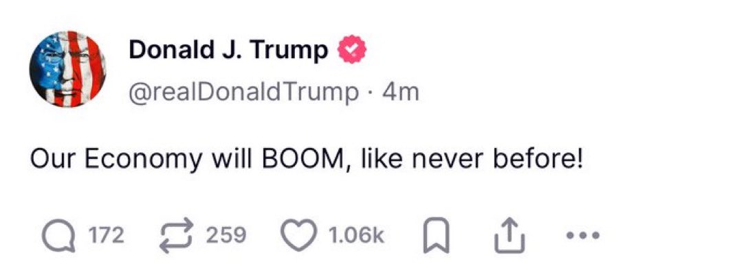 cryptofergani's tweet photo. 🇺🇸 PRESIDENT TRUMP SAID THE ECONOMY WILL BOOM LIKE NEVER BEFORE. 

CRYPTO WILL EXPLODE 🚀 https://t.co/6FiPjtjGOo