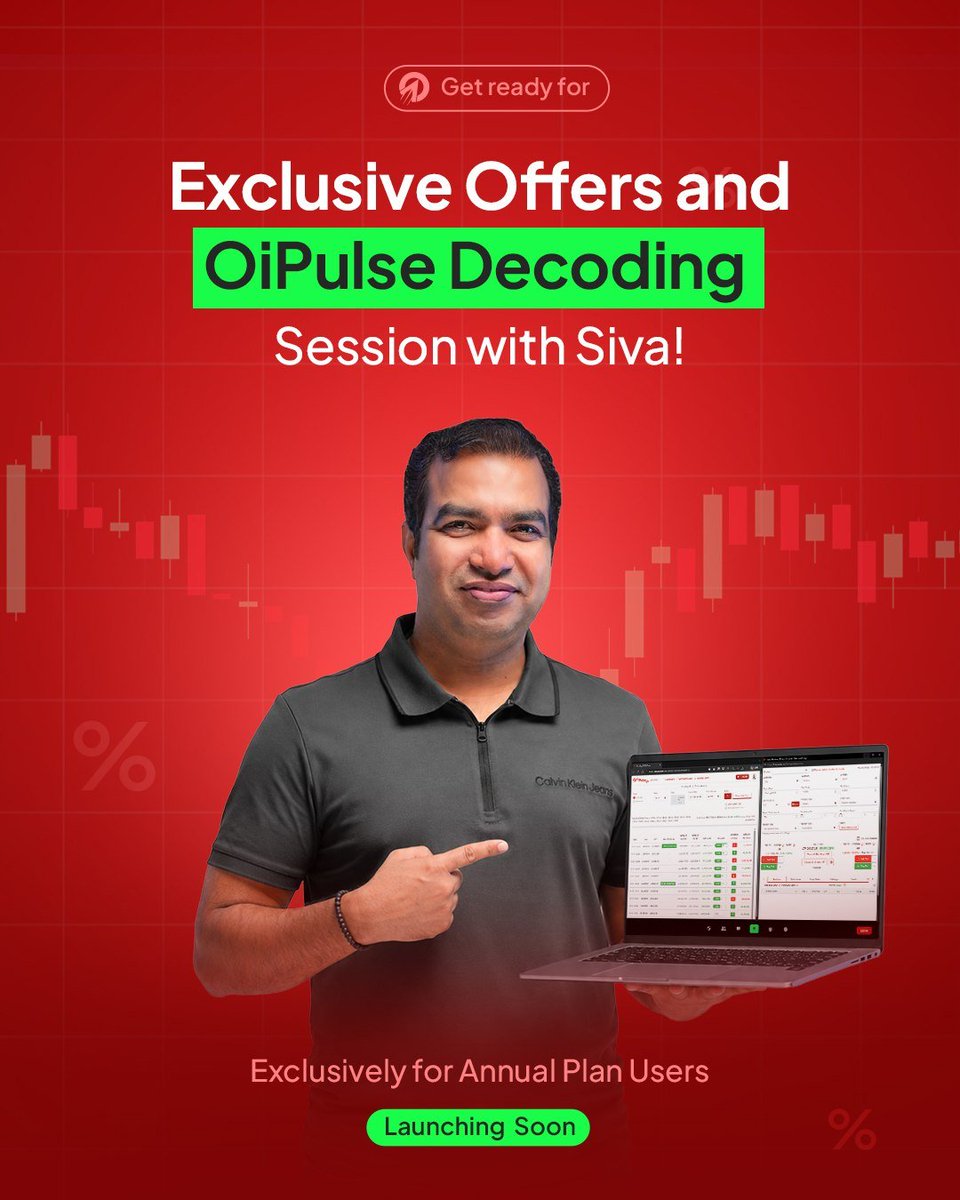 Justsiva123's tweet photo. ⚡️ Who's excited to learn with Scalper Siva again?

📊 We're bringing you an Exclusive Offer packed with "OiPulse Decoding Sessions With Siva" 

👉 Learn how to approach the market with confidence using OI and Indicators.

Stay tuned...👀

https://t.co/9WUAlYu1Dk 

#oipulse #optionsscalping #1cliq