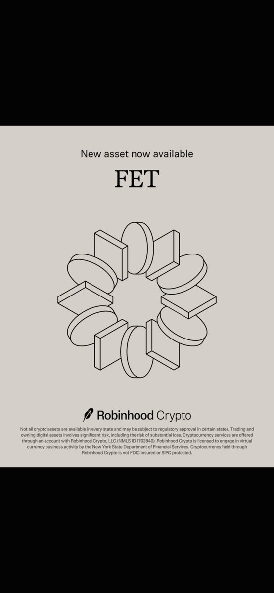 RobinHoodRadars's tweet photo. Robinhood is cooking 

New asset now available to trade on Robinhood Crypto.

$FET Artificial Superintelligence Alliance

Is available on @RobinhoodCrypto

What's next 🤔 drop the ticker 👇

#RobinhoodCrypto https://t.co/IBXVDjHzJl