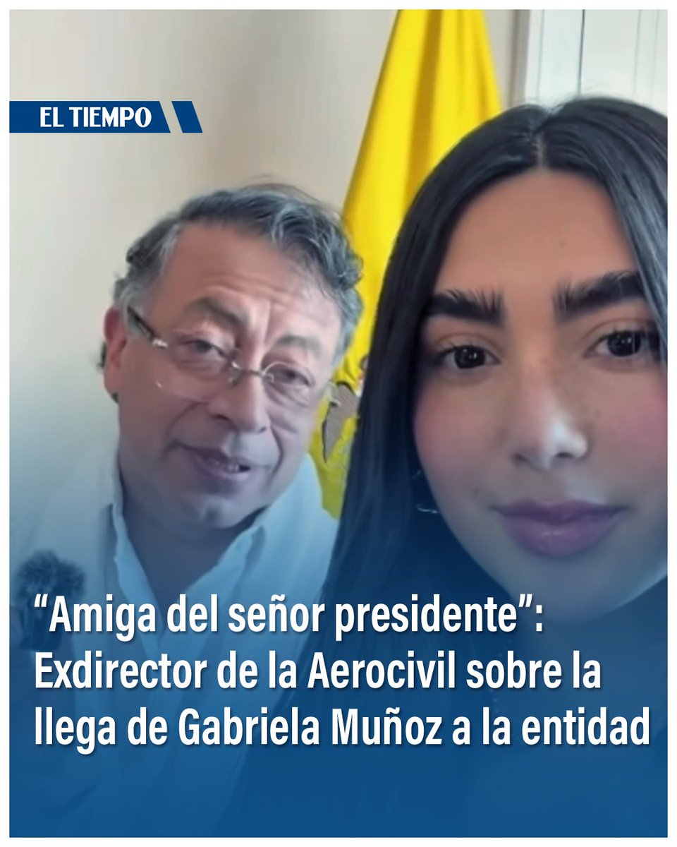 ELTIEMPO's tweet photo. Exdirector de la Aerocivil reveló razón por la que Gabriela Muñoz y su hermano llegaron a entidad en medio de escándalo: 'Amiga del señor presidente'.

José Henry Pinto, quien era la cabeza al mando de la institución cuando la joven fue contratada en la entidad, se pronunció. 

Lo que reveló se lo contamos aquí ⬇️https://t.co/XOcW9NGjcb
