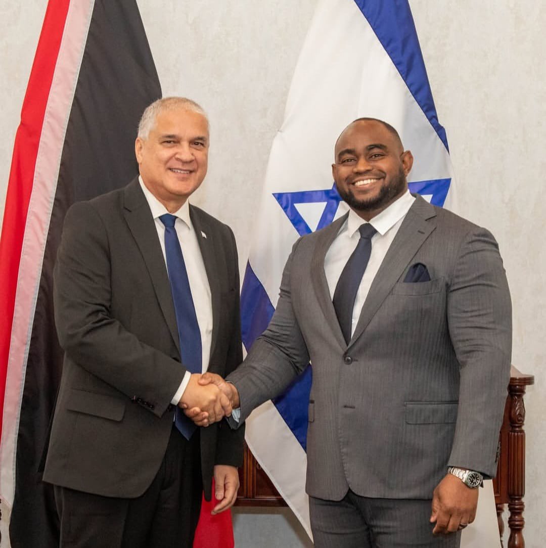 IsraelintheCAR's tweet photo. 🇮🇱🇹🇹 Ambassador @MattanyaCohen &amp; @MASHAVisrael DG Amb. Eynat Shlein held a productive work visit to Trinidad &amp; Tobago, meeting FM Sean Sobers, AG John Jeremie, Min. Dr. Lackram Bodoe, Min. Jearlean John, Min. Kennedy Swaratsingh &amp; 🌎 ACS SG Noemi Espinosa Madrid. https://t.co/tXRMJXXE95