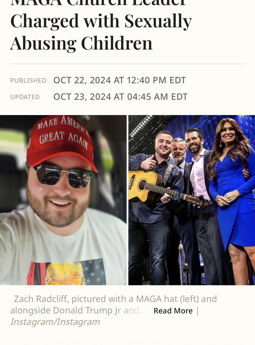 HarriedFord8647's tweet photo. @GOP__Ls Wow , yet another white male  magat pedo ? Surely @libsoftiktok has posted about this.. 

Don’t forget this white male magat pedo buddy of @DonaldJTrumpJr . This pedo performed at @cpac. Disgusting that Donnie jr and Cpac are buddies with pedos. https://t.co/kT664CYfJ6