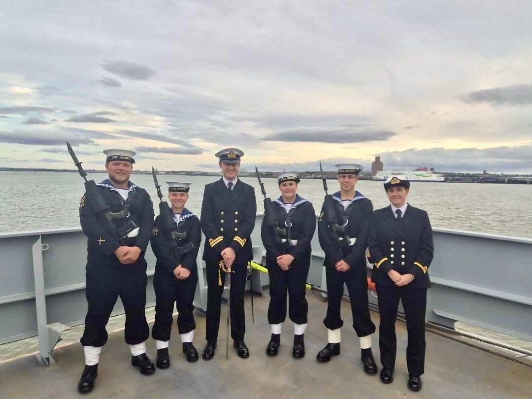 HMS_MERSEY's tweet photo. A fantastic evening yesterday alongside the River Mersey in Liverpool, welcoming friends, families, affiliates, maritime partners and support organisations. We updated them on our activities over the last 16 months and thanked them for their support. 🙏 @wearepower_net @HMSEagletRNR @lpoolcouncil @seftoncouncil