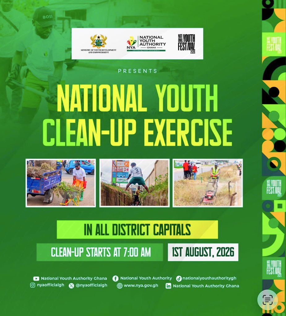 Aufaruk199's tweet photo. 🔥🔥Saturday 1st August is National Youth Clean Up Exercise Day! 
🔥🔥Join your various Assemblies to clean up your surroundings!! https://t.co/e1Py1Sx02u
