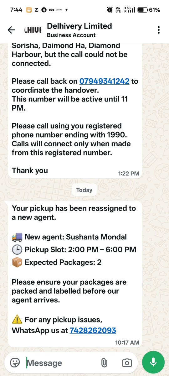 SomnathPal2002's tweet photo. @help_delhivery @delhivery Worst service! Ticket J1785420405844500 ignored &amp; reassigned same fraud agent Sushanta Mondal. Gives fake missed calls &amp; marks unavailable! Complete pickup for AWB 1490838727069204 today or facing consumer complaint. @meesho_support @Meesho_Official https://t.co/GIAvW4NBjV