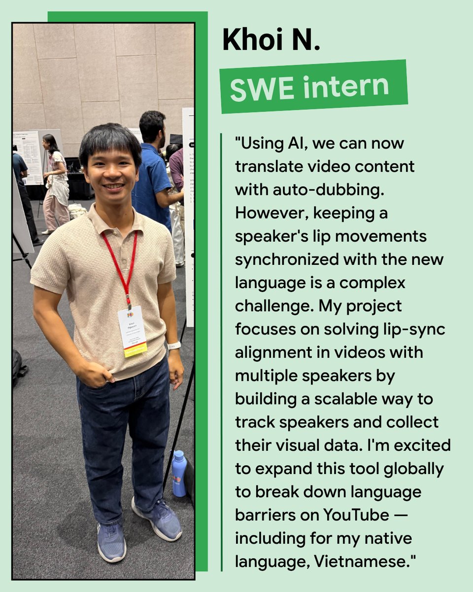 lifeatgoogle's tweet photo. When asked what drew them to Google, many interns pointed to the opportunity to solve challenging and important problems. We caught up with five interns to learn more about their projects, their impact, and what comes next. https://t.co/EdHtQV0ynl