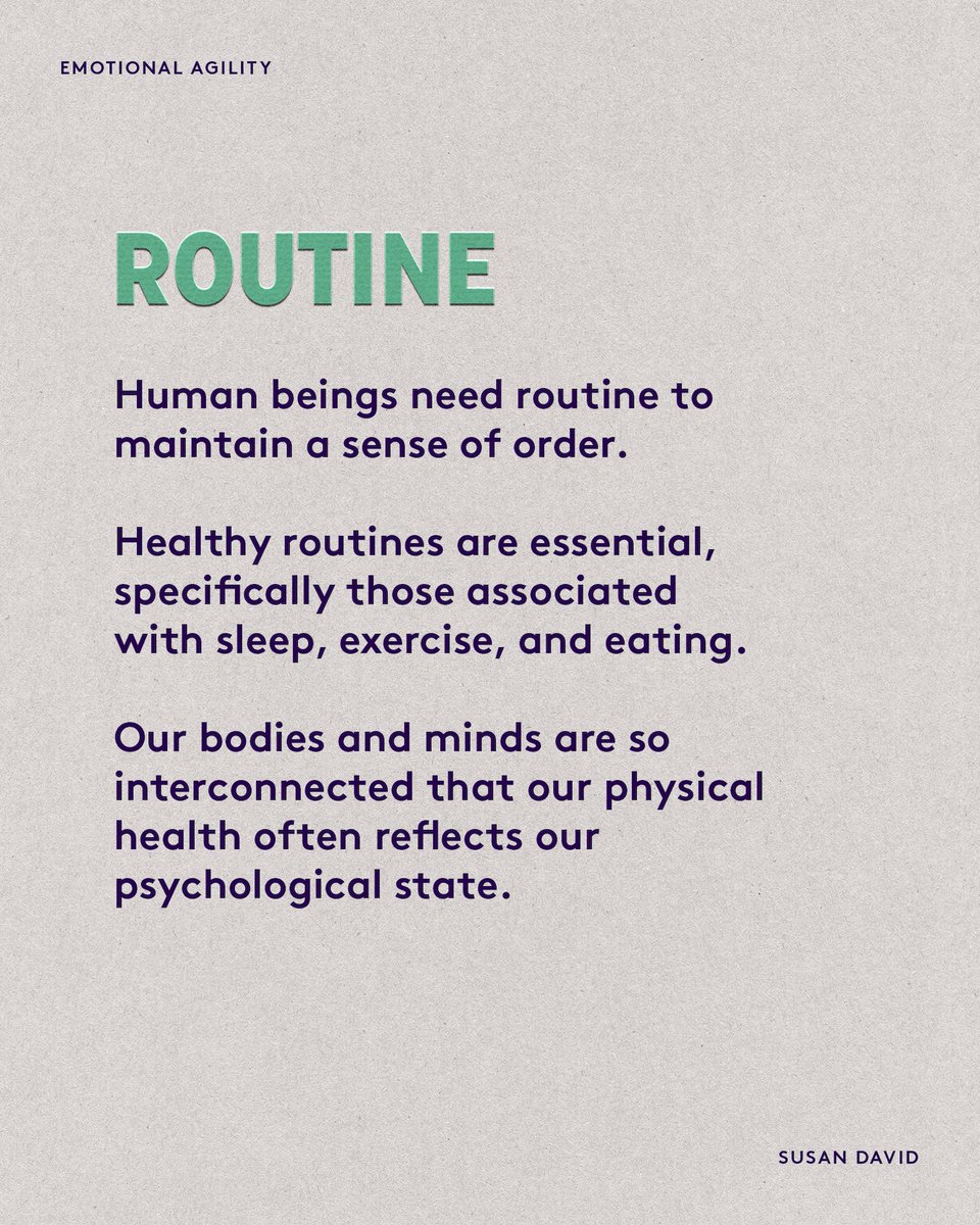 SusanDavid_PhD's tweet photo. When we lack routine, it can feel like we're navigating uncharted ground all the time. This is exhausting. 

Even as circumstances change, try to find pockets of rhythm to ground yourself in your life. https://t.co/LTLs2GCDtV