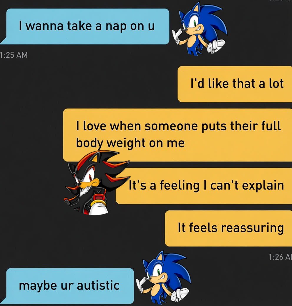 _veramay_'s tweet photo. Sonadow texting core

 #Sonadow #SonicTheHedghehog #ShadowTheHedgehog https://t.co/dy5qKklQ0P